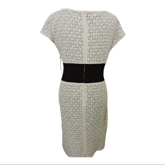 Kate Hill Dress Lace Cream Brown Sheath 12P - Picture 2 of 4